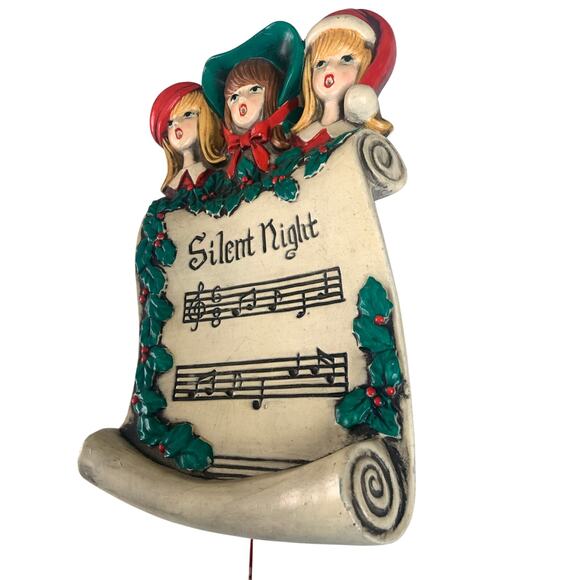 Vintage 60s Silent Night Wall Plaque Bensinc Pull String Musical - Picture 7 of 10